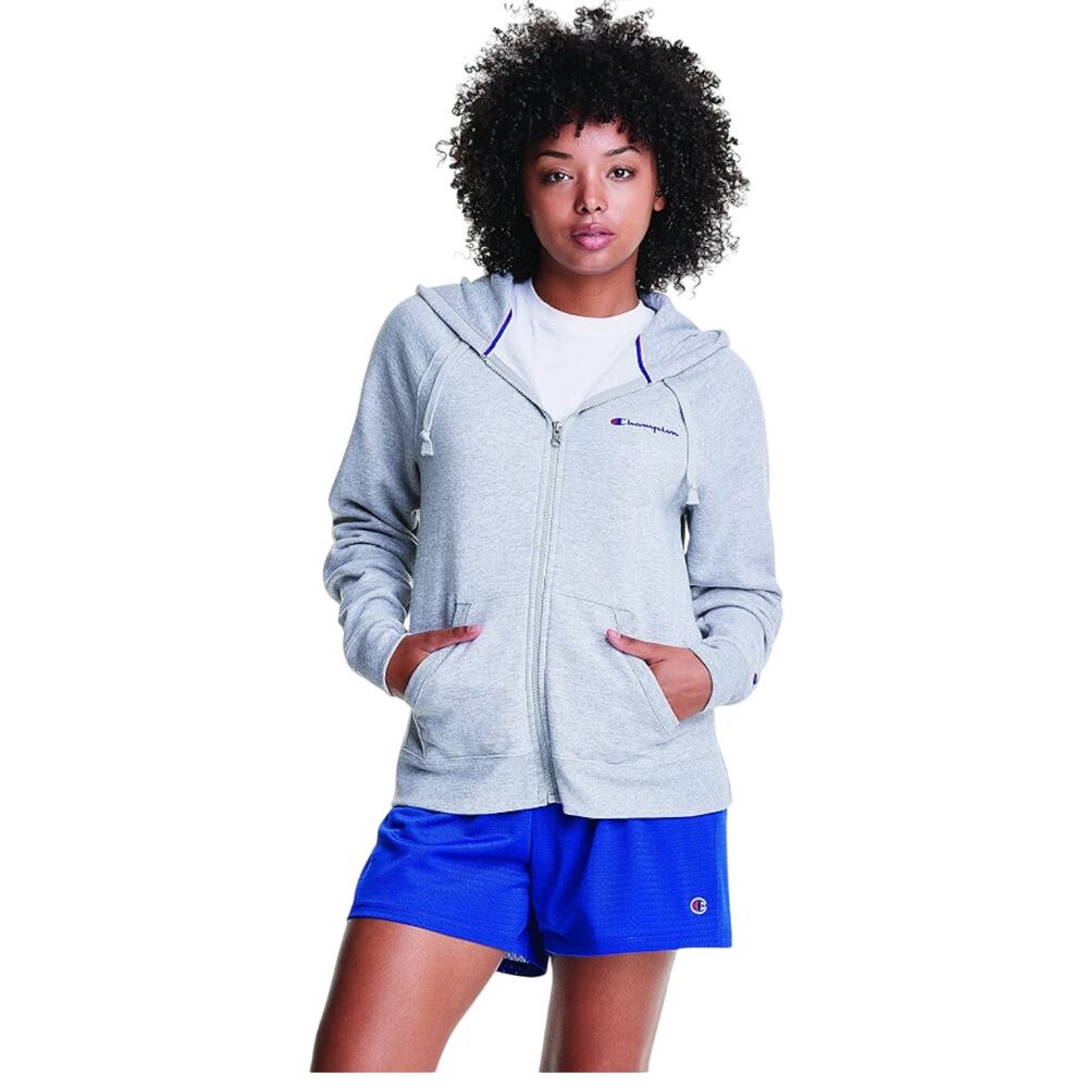 Champion Women's Poweblend Full Zip Hoodie Size XL W59221 Oxford Gray